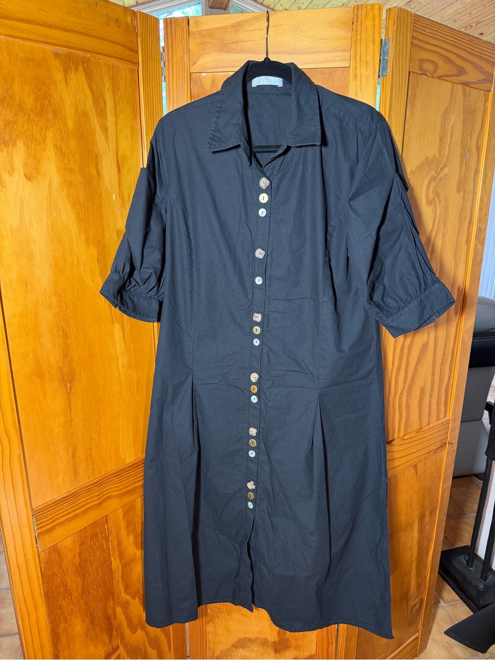 Grunge, Streetwear Black Mix-Match Button-Front Women’s Dress| Sz M-L